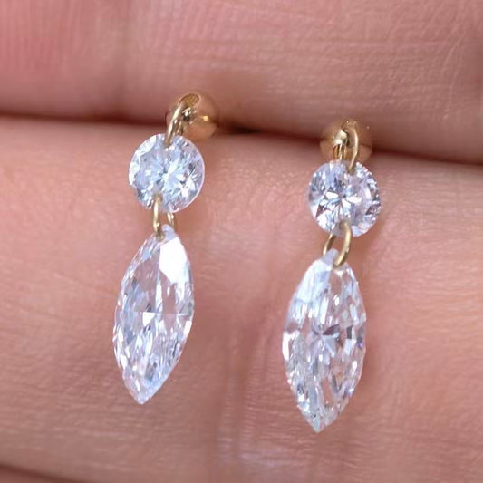 1.35ct Shapeless Lab Diamond Earring|18K Gold Earring, Custom Accept