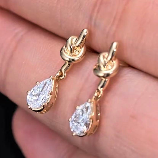 0.674ct Pear Lab Diamond Earring|18K Gold Earring, Custom Accept