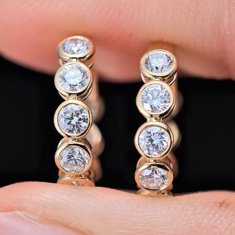 0.907ct Shapeless Lab Diamond Earring|18K Gold Earring, Custom Accept