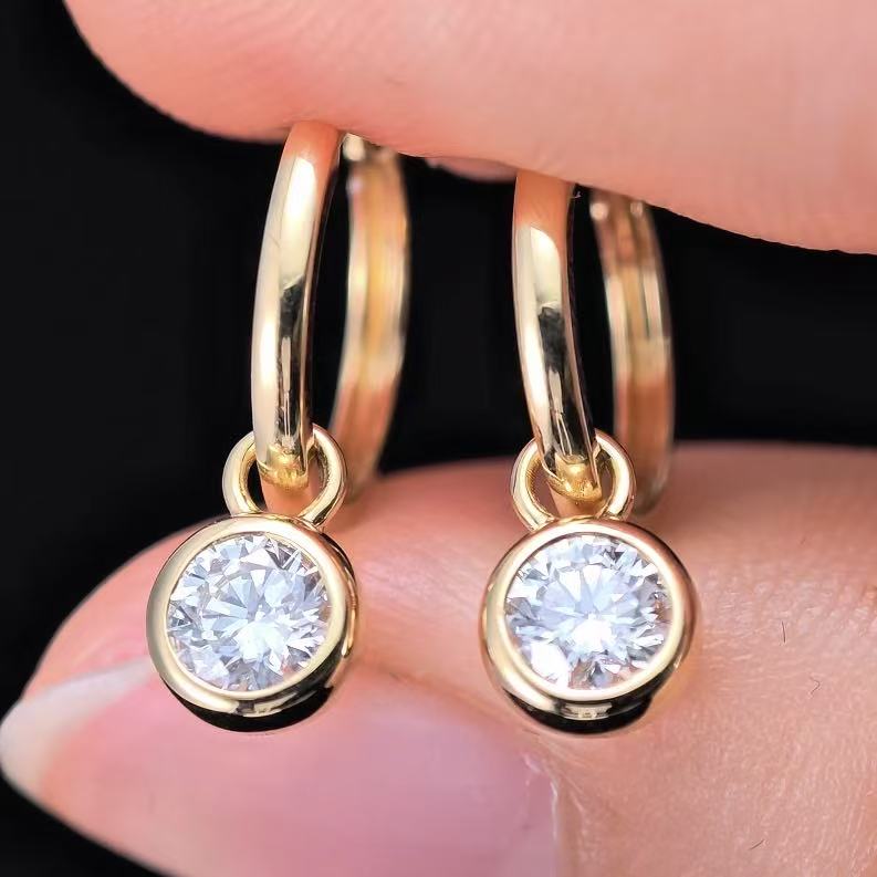 1.055ct Round Lab Diamond Earring|18K Gold Earring, Custom Accept