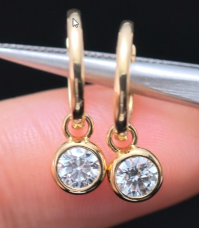 1.055ct Round Lab Diamond Earring|18K Gold Earring, Custom Accept