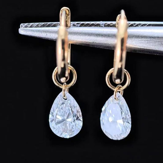1ct Pear Lab Diamond Earring|18K Gold Earring, Custom Accept