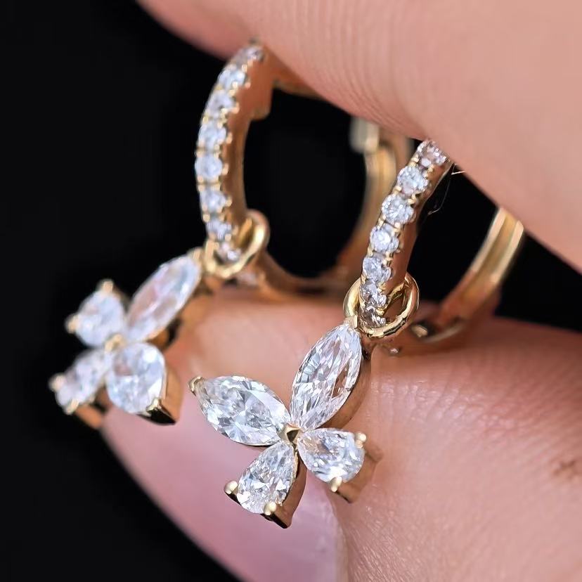 1.276ct Shapeless Lab Diamond Earring|18K Gold Earring, Custom Accept