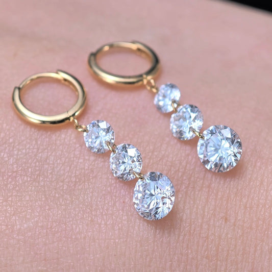 3.7ct Shapeless Lab Diamond Earring|18K Gold Earring, Custom Accept