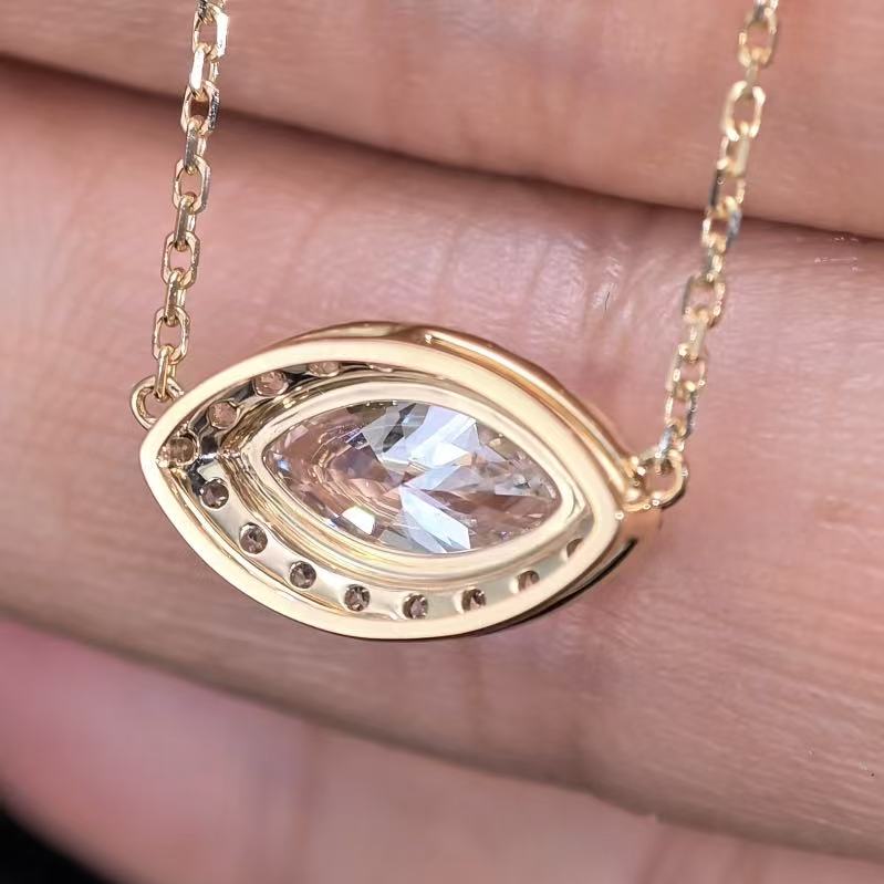 1.232ct Marquise Round Lab Diamond Necklace |Diamond PT 950 Necklace, Custom Accept