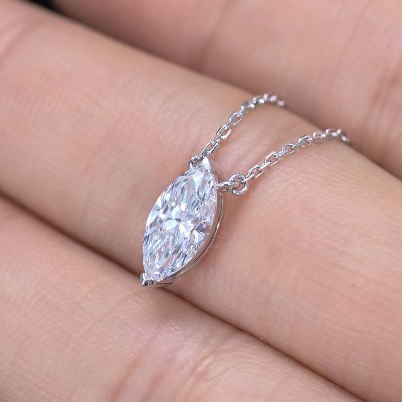 1.025ct Marquise Lab Diamond Necklace |Diamond PT 950 Necklace, Custom Accept