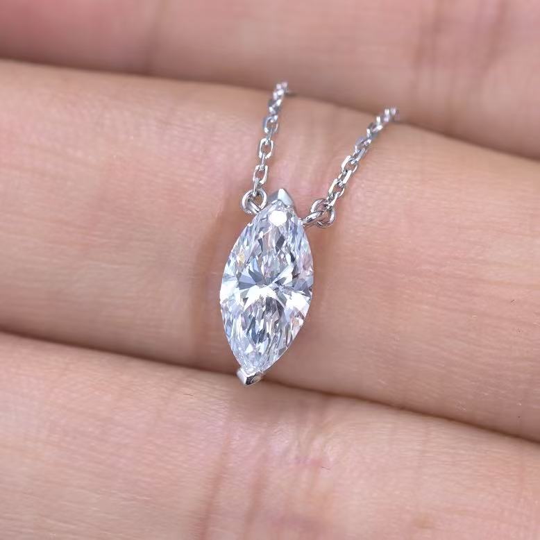 1.025ct Marquise Lab Diamond Necklace |Diamond PT 950 Necklace, Custom Accept