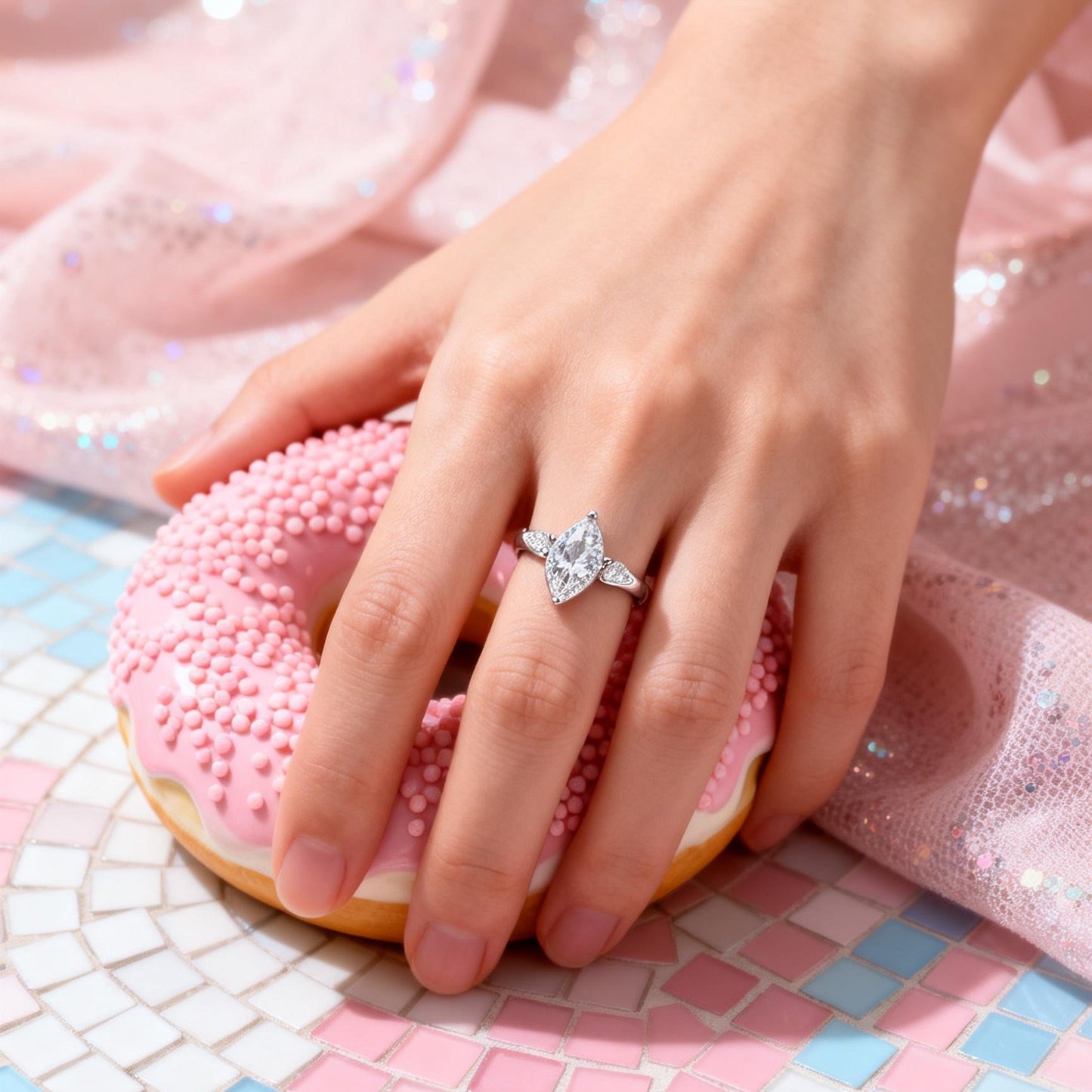1.057 Ct Pear Lab Diamond Ring|PT-950 Platinum Ring, Custom Accept