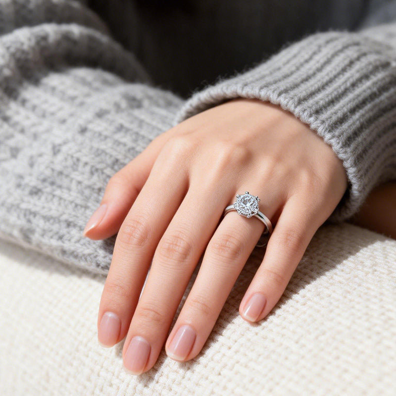 1.035 Ct Round Lab Diamond Ring|PT-950 Platinum Ring, Custom Accept