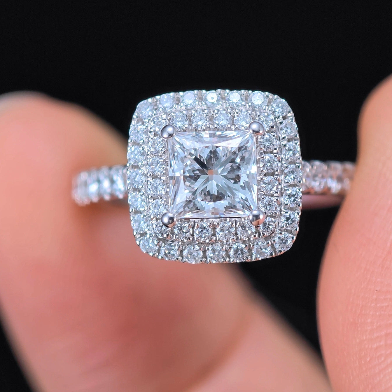 1.628 Ct Square Round Lab Diamond Ring|PT-950 Platinum Ring, Custom Accept