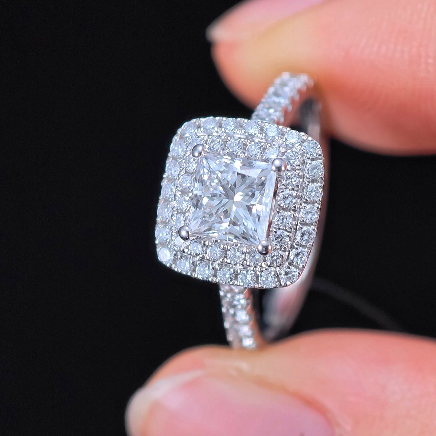 1.628 Ct Square Round Lab Diamond Ring|PT-950 Platinum Ring, Custom Accept