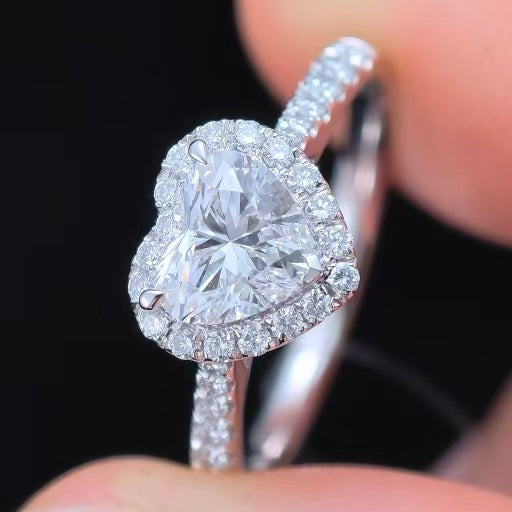 1.353 Ct Heart Lab Diamond Ring|PT-950 Platinum Ring, Custom Accept