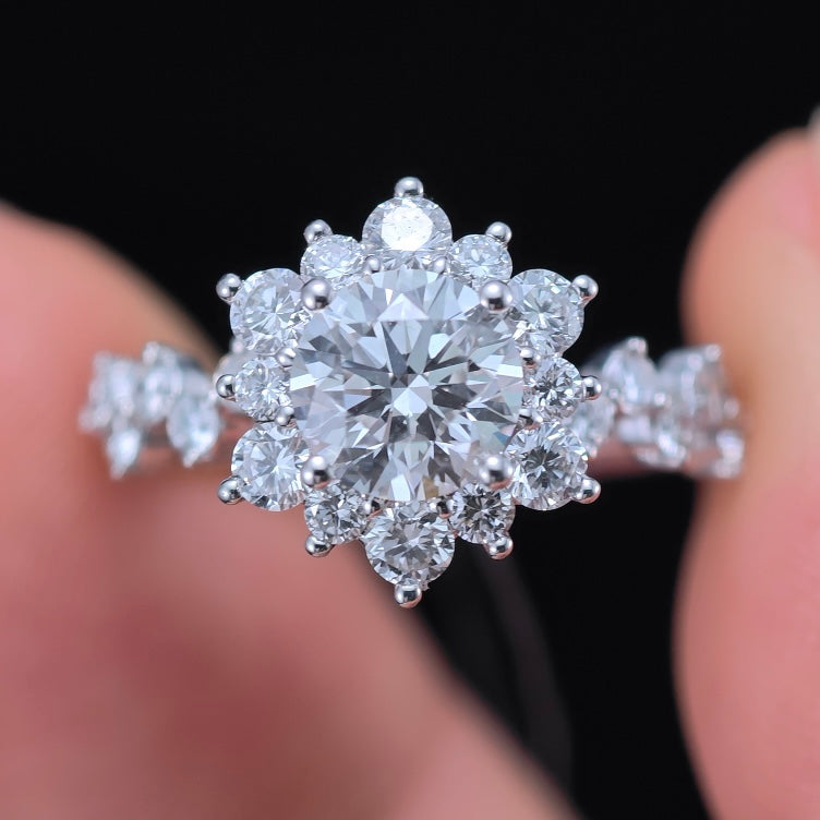 1.847Ct  Round Lab Diamond Ring|PT-950 Platinum Ring, Custom Accept
