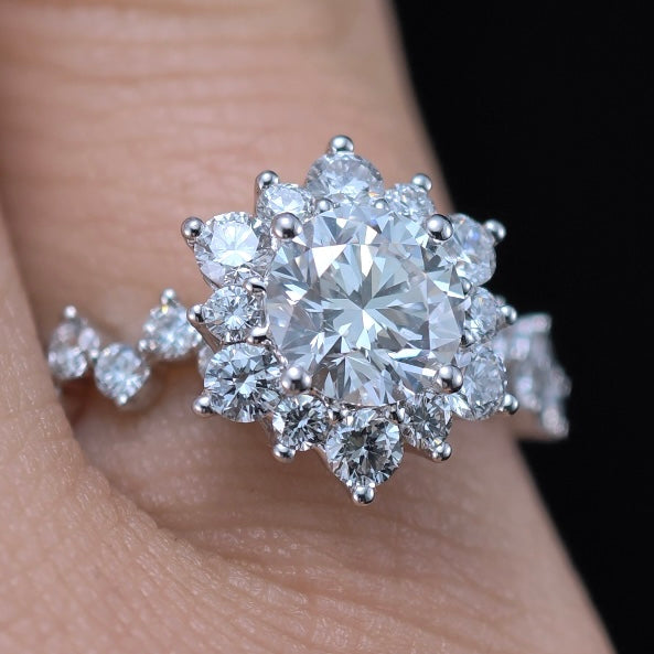 1.847Ct  Round Lab Diamond Ring|PT-950 Platinum Ring, Custom Accept