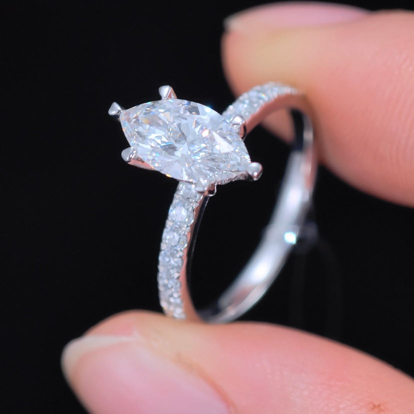 1.424ct Marquise Round Lab Diamond Ring|PT-950 Platinum Ring, Custom Accept
