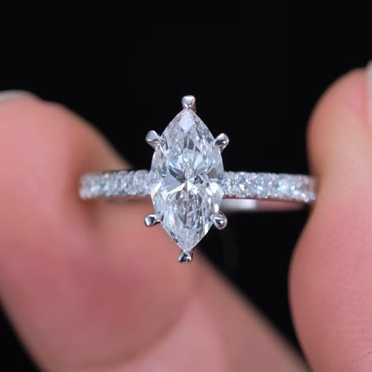 1.424ct Marquise Round Lab Diamond Ring|PT-950 Platinum Ring, Custom Accept