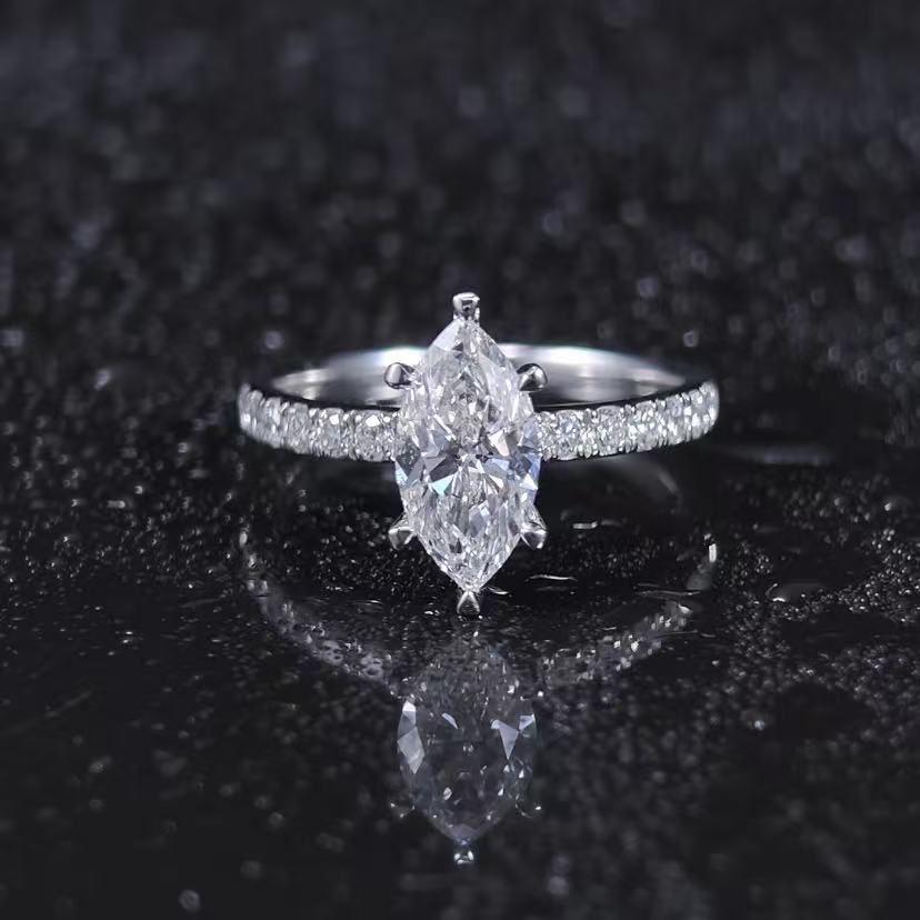 1.424ct Marquise Round Lab Diamond Ring|PT-950 Platinum Ring, Custom Accept