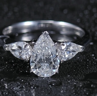 1.611ct Pear Lab Diamond Ring|PT-950 Platinum Ring, Custom Accept