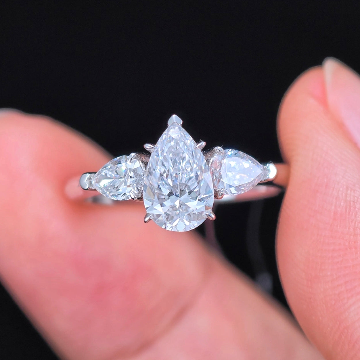 1.611ct Pear Lab Diamond Ring|PT-950 Platinum Ring, Custom Accept