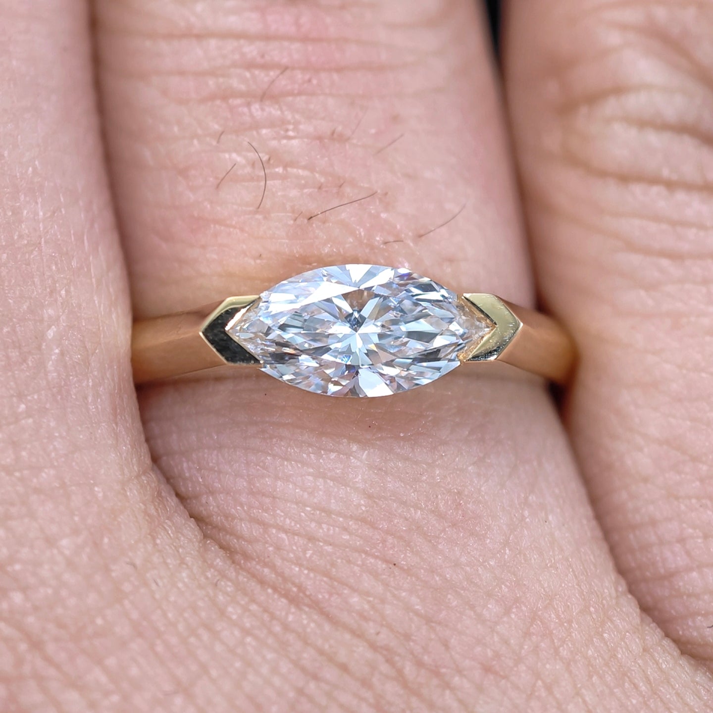 1.04Ct Marquise Lab Diamond Ring| AU750 18K Gold Ring, Custom Accept