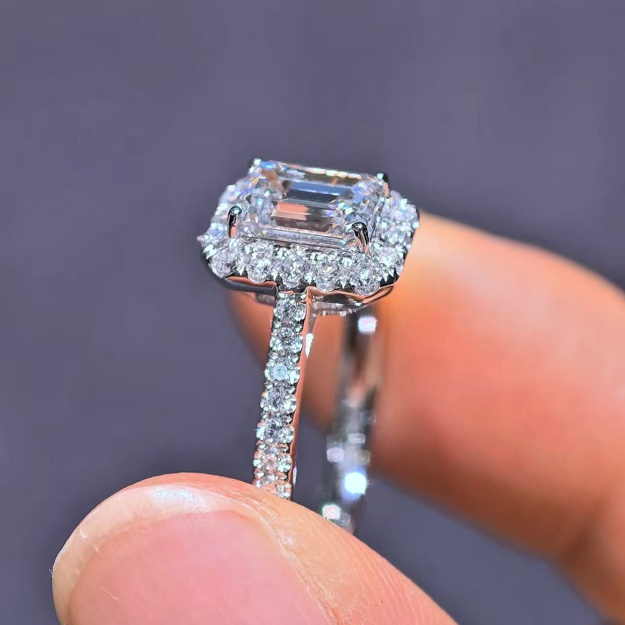 1.416ct Emerald Cut Lab Diamond Ring|PT-950 Platinum Ring, Custom Accept