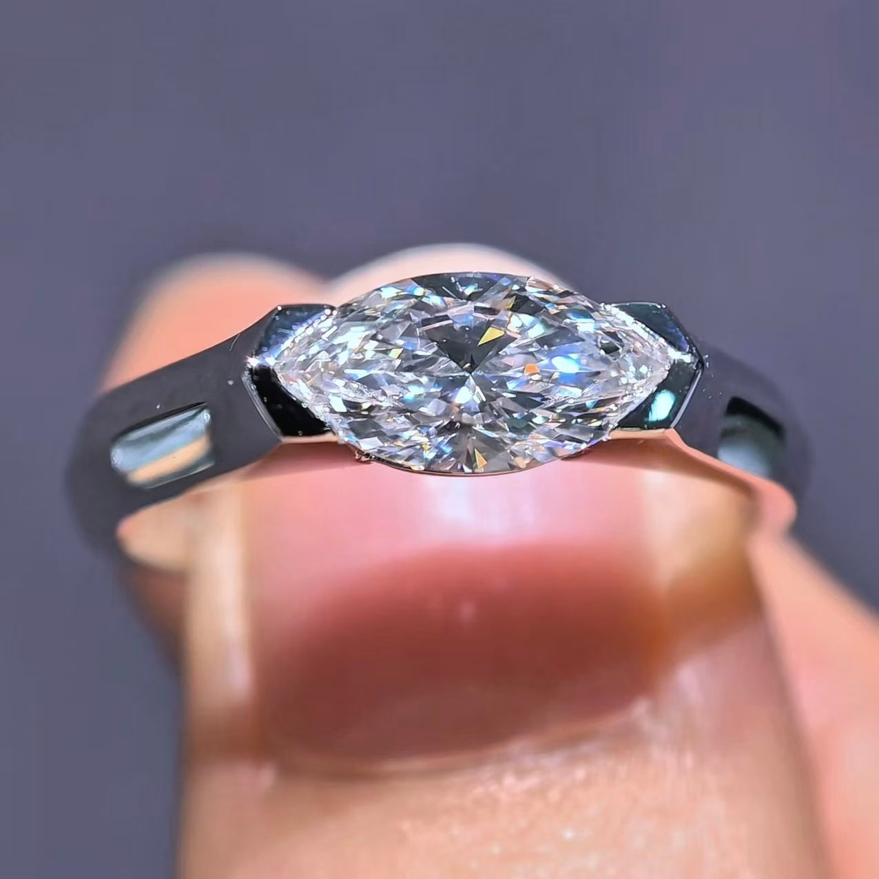1.09ct Marquise Lab Diamond Ring|PT-950 Platinum Ring, Custom Accept