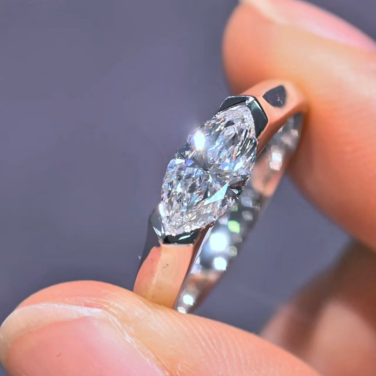 1.09ct Marquise Lab Diamond Ring|PT-950 Platinum Ring, Custom Accept
