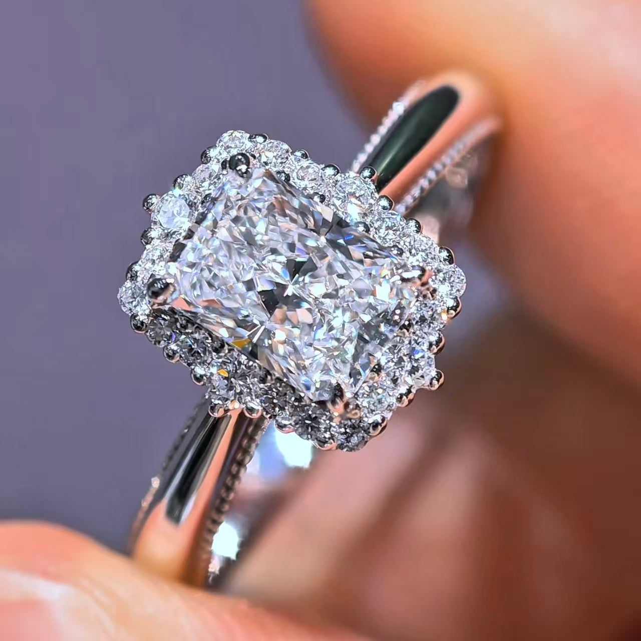 1.257ct Geometry Lab Diamond Ring|PT-950 Platinum Ring, Custom Accept
