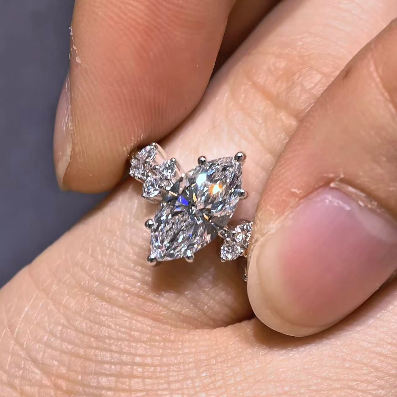 1.771Ct Marquise Lab Diamond Ring| AU750 18K Gold Ring, Custom Accept
