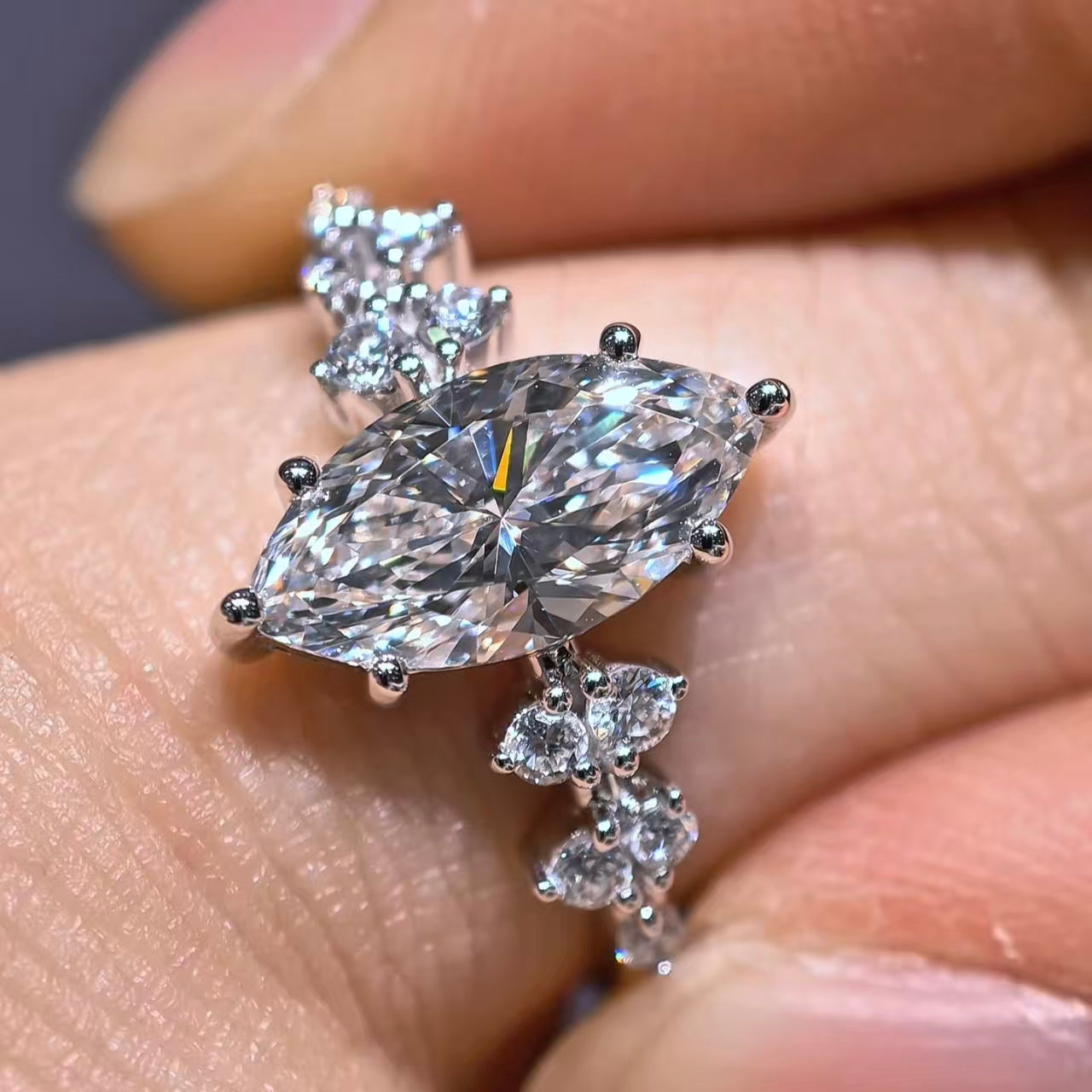 1.771Ct Marquise Lab Diamond Ring| AU750 18K Gold Ring, Custom Accept