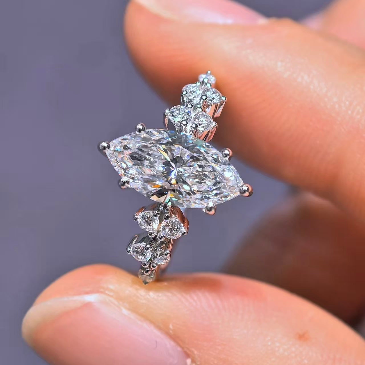 1.771Ct Marquise Lab Diamond Ring| AU750 18K Gold Ring, Custom Accept