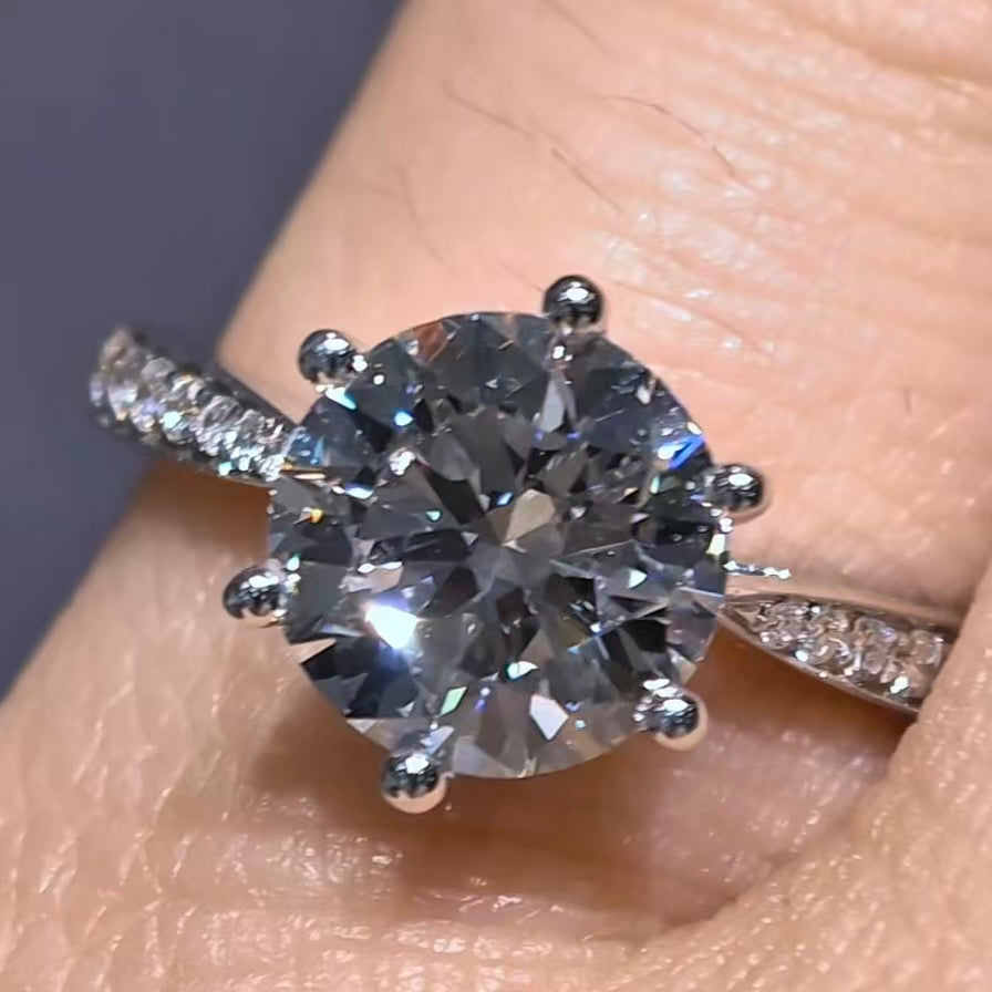 2.115Ct Round Lab Diamond Ring| AU750 18K Gold Ring, Custom Accept