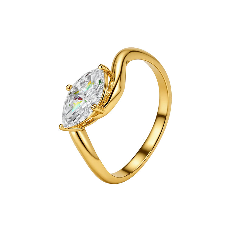 1.002 Ct Marquise Lab Diamond Ring| AU750 18K Gold Ring, Custom Accept