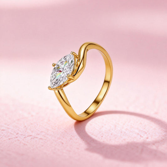1.002 Ct Marquise Lab Diamond Ring| AU750 18K Gold Ring, Custom Accept
