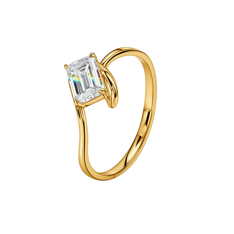1.008Ct Rectangle Lab Diamond Ring| AU750 18K Gold Ring, Custom Accept