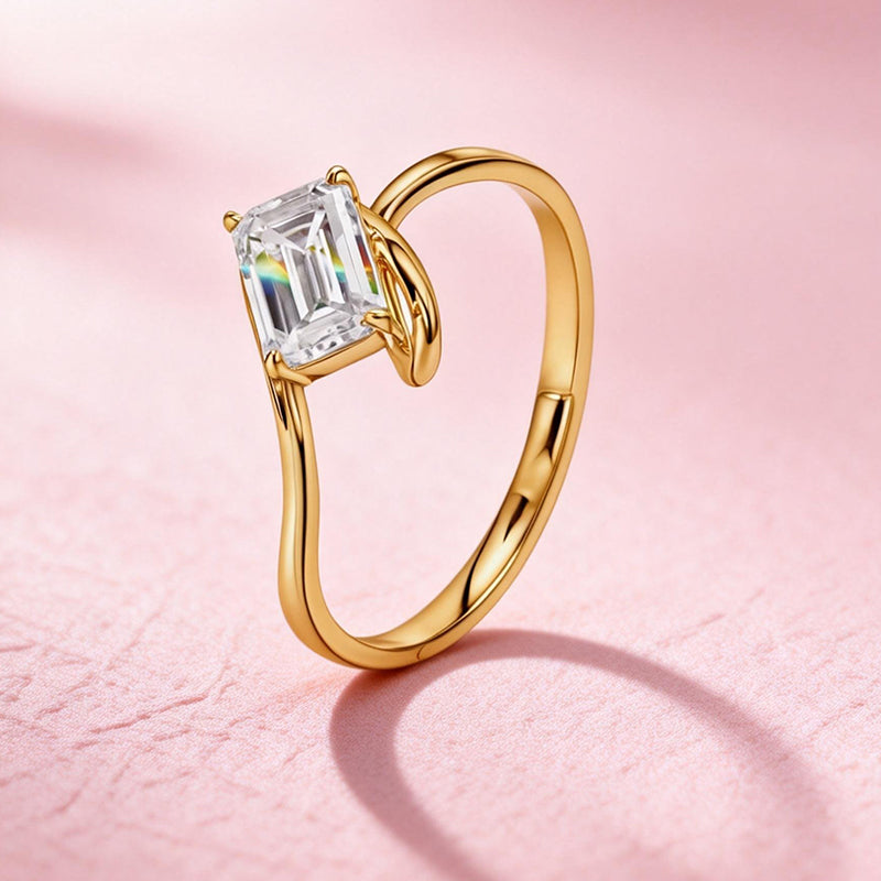 1.008Ct Rectangle Lab Diamond Ring| AU750 18K Gold Ring, Custom Accept