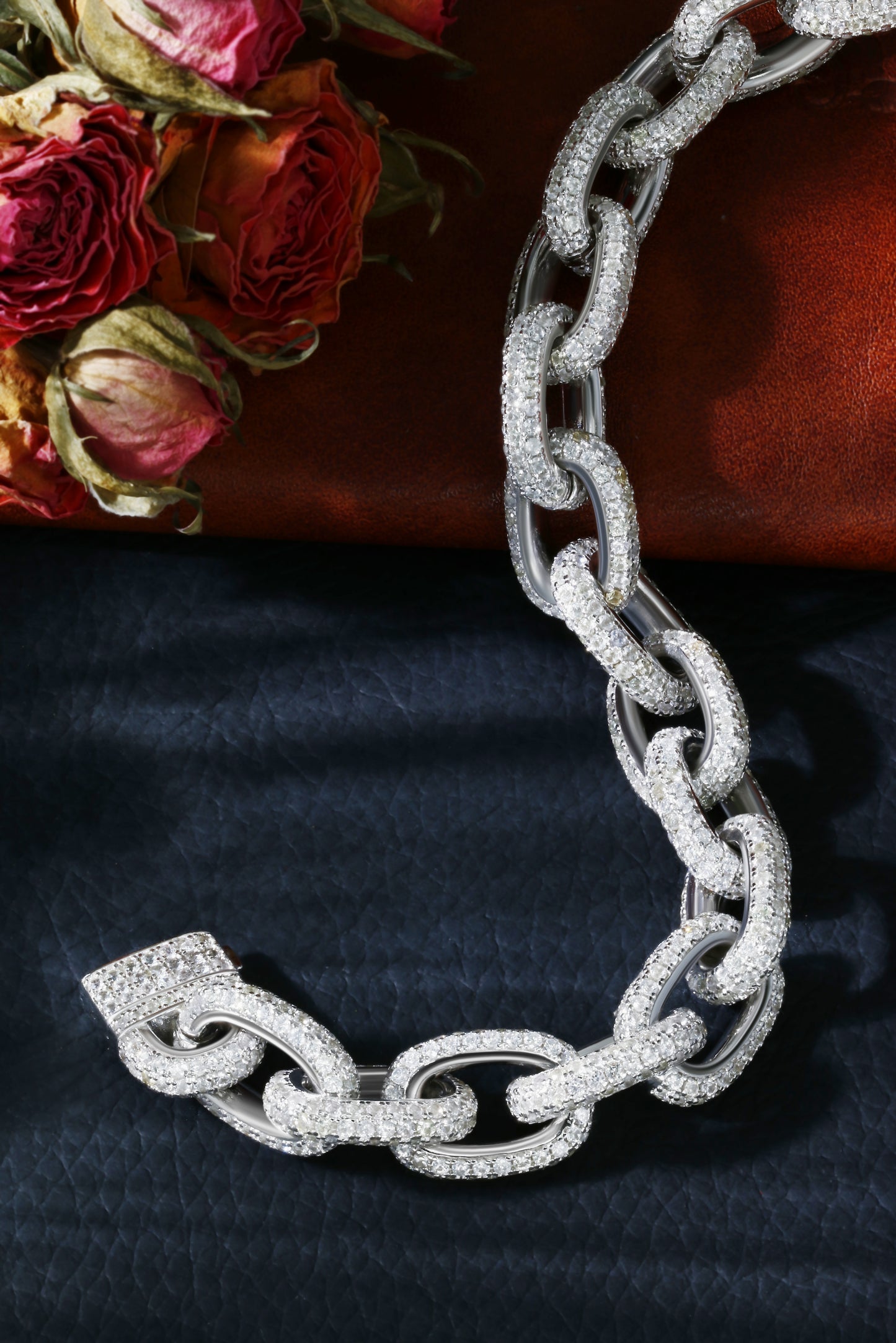 Lab Sapphire Cuban Link Bracelet | 18K Gold-Plated S925 Silver, Custom Available