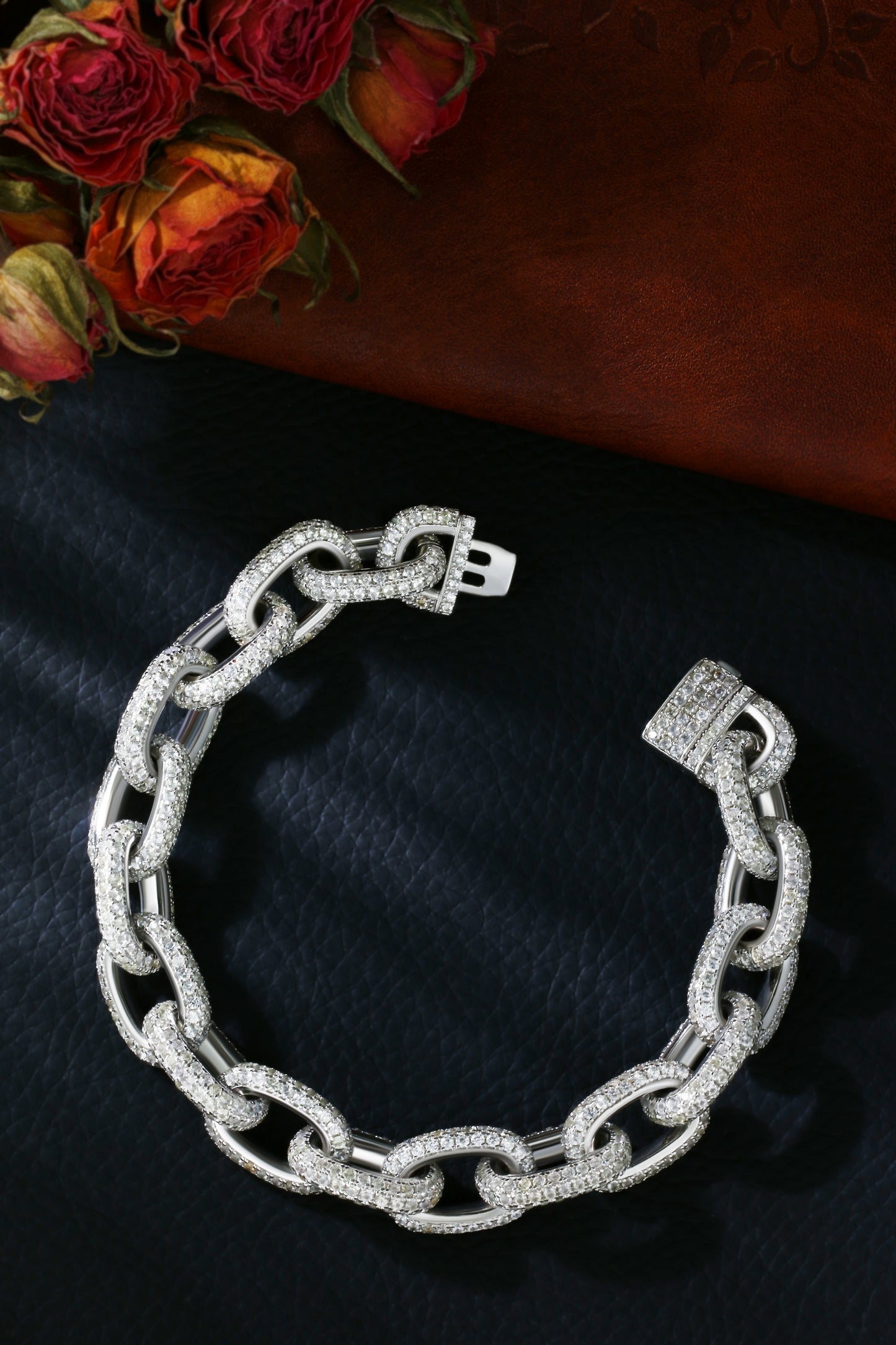 Lab Sapphire Cuban Link Bracelet | 18K Gold-Plated S925 Silver, Custom Available