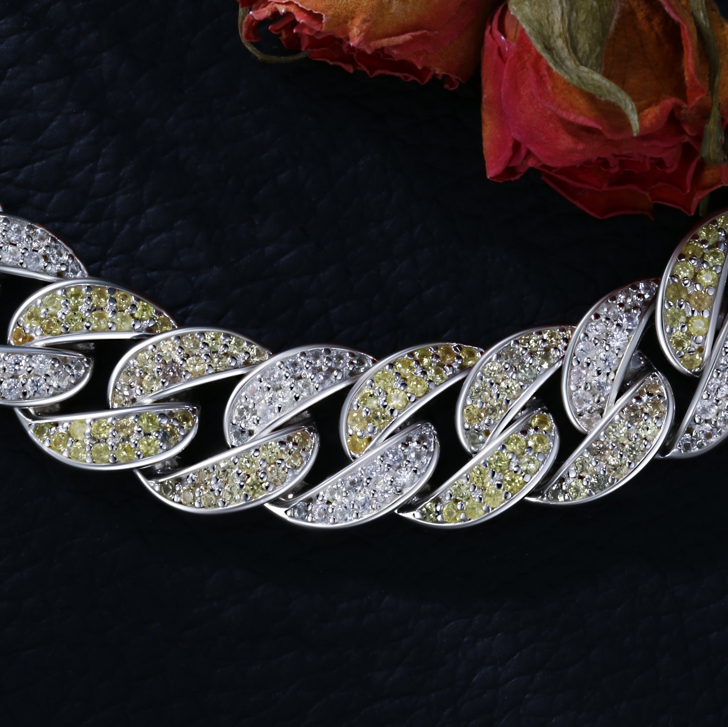 Lab Sapphire Cuban Link Bracelet | 18K Gold-Plated S925 Silver, Custom Available