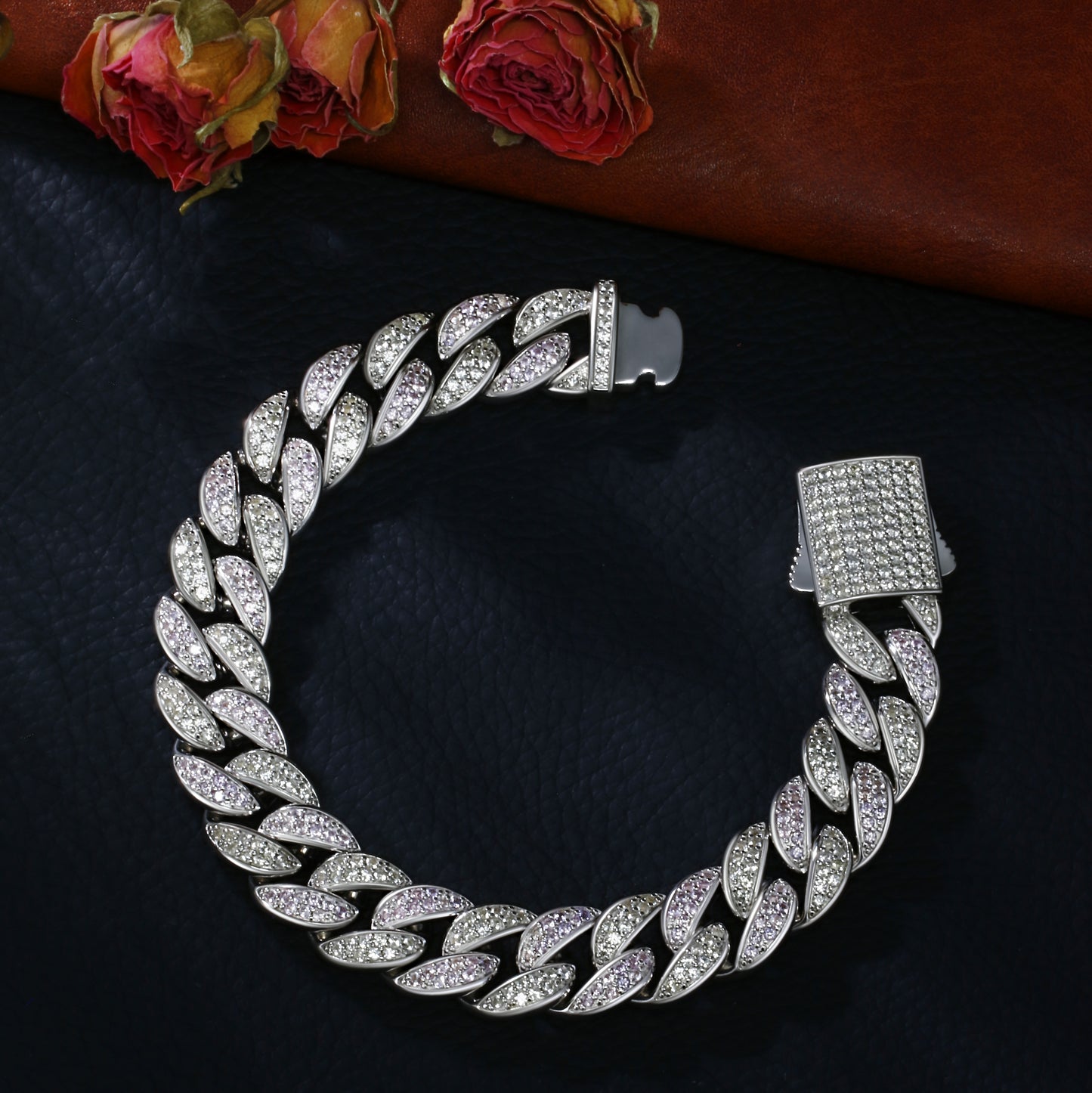 Lab Sapphire Cuban Link Bracelet  | 18K Gold-Plated S925 Silver, Custom Available