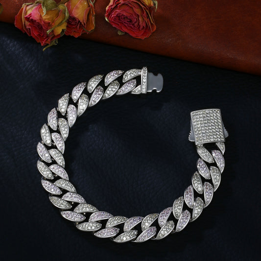 Lab Sapphire Cuban Link Bracelet  | 18K Gold-Plated S925 Silver, Custom Available