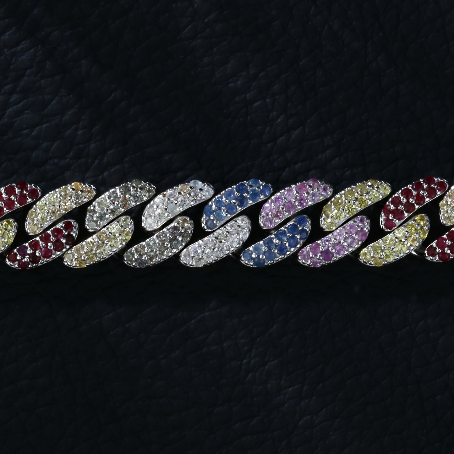 Lab Sapphire Cuban Link Bracelet | 18K Gold-Plated S925 Silver, Custom Available