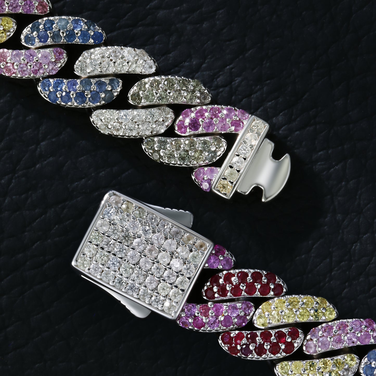 Lab Sapphire Cuban Link Bracelet | 18K Gold-Plated S925 Silver, Custom Available