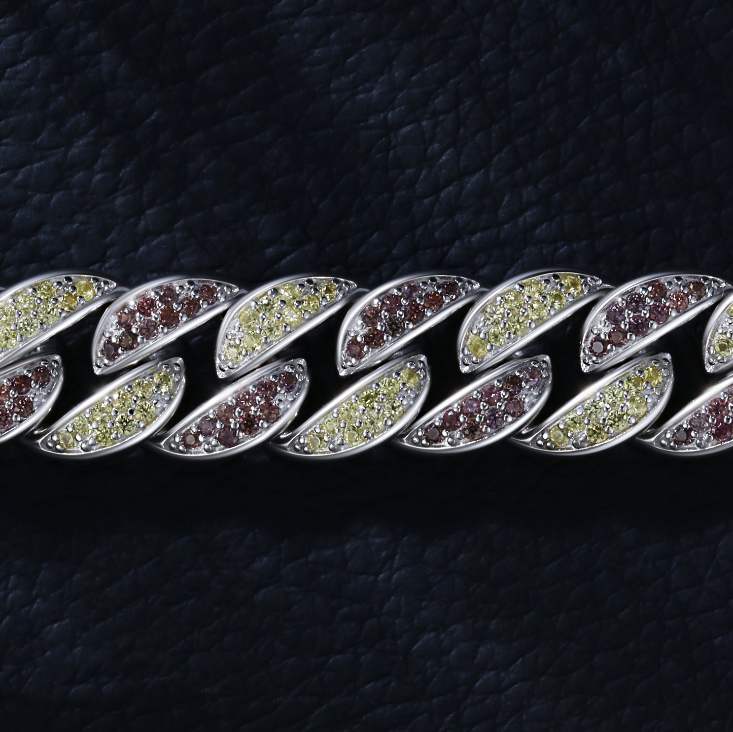 Lab Sapphire Cuban Link Bracelet | 18K Gold-Plated S925 Silver, Custom Available
