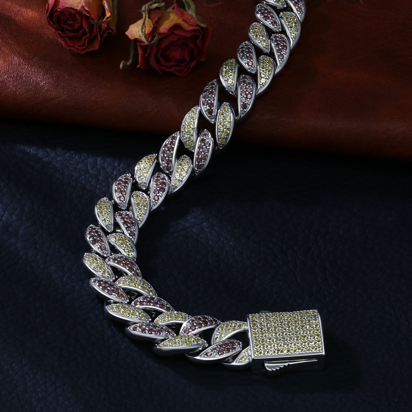 Lab Sapphire Cuban Link Bracelet | 18K Gold-Plated S925 Silver, Custom Available
