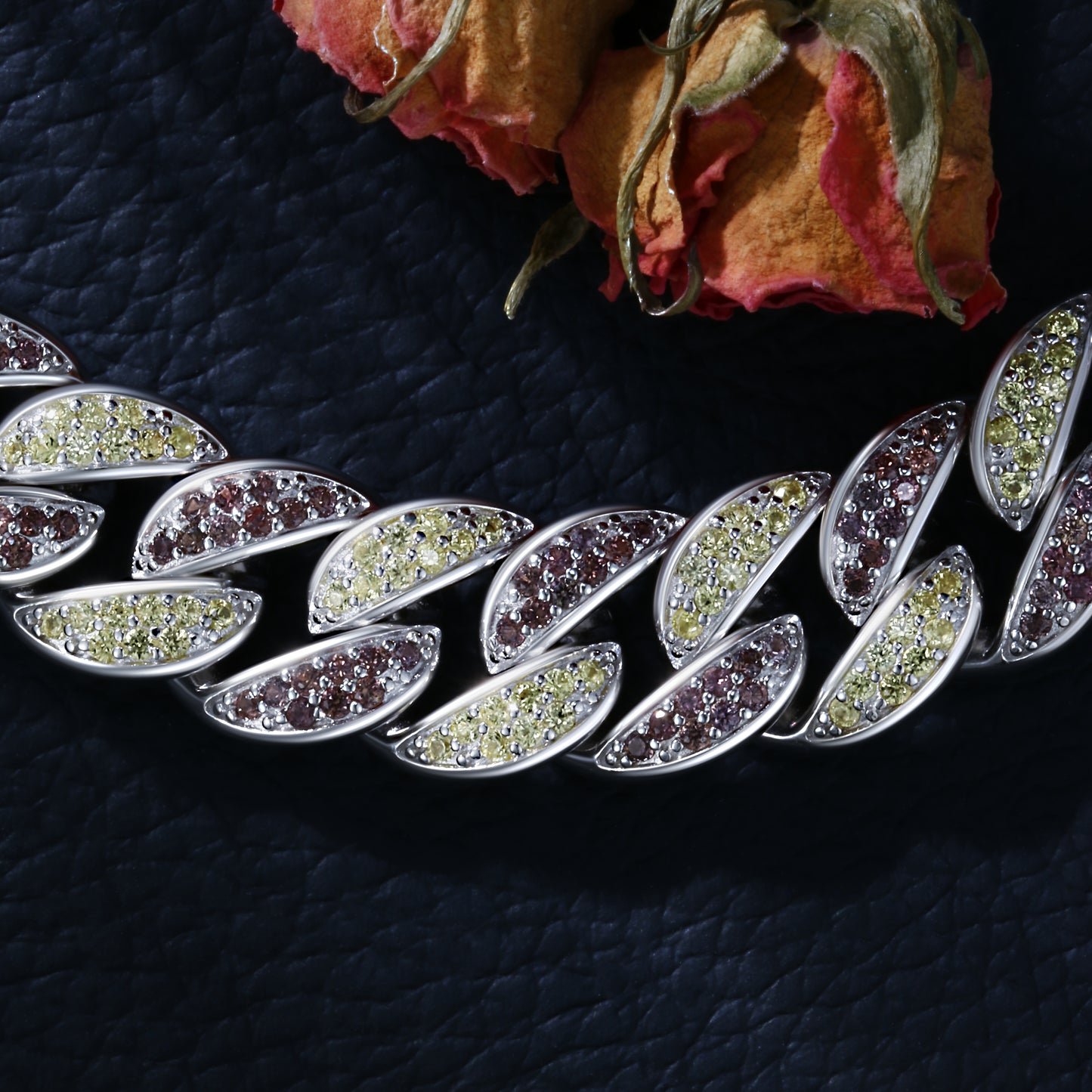 Lab Sapphire Cuban Link Bracelet | 18K Gold-Plated S925 Silver, Custom Available
