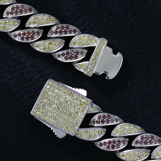 Lab Sapphire Cuban Link Bracelet | 18K Gold-Plated S925 Silver, Custom Available