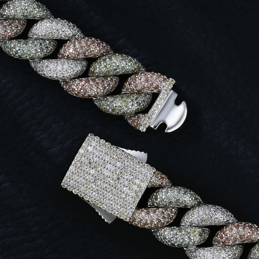 Lab Sapphire Cuban Link Bracelet | 18K Gold-Plated S925 Silver, Custom Available