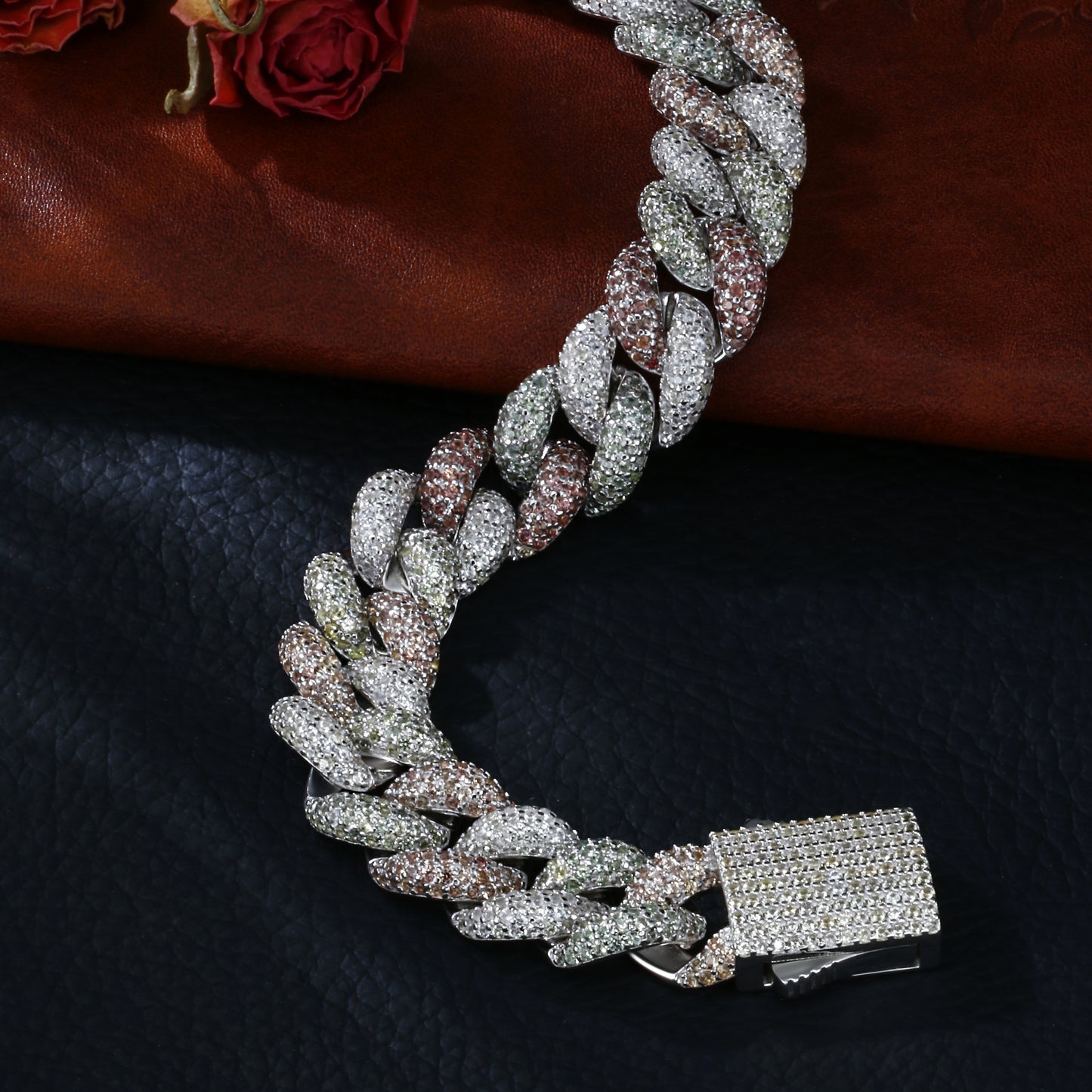 Lab Sapphire Cuban Link Bracelet | 18K Gold-Plated S925 Silver, Custom Available