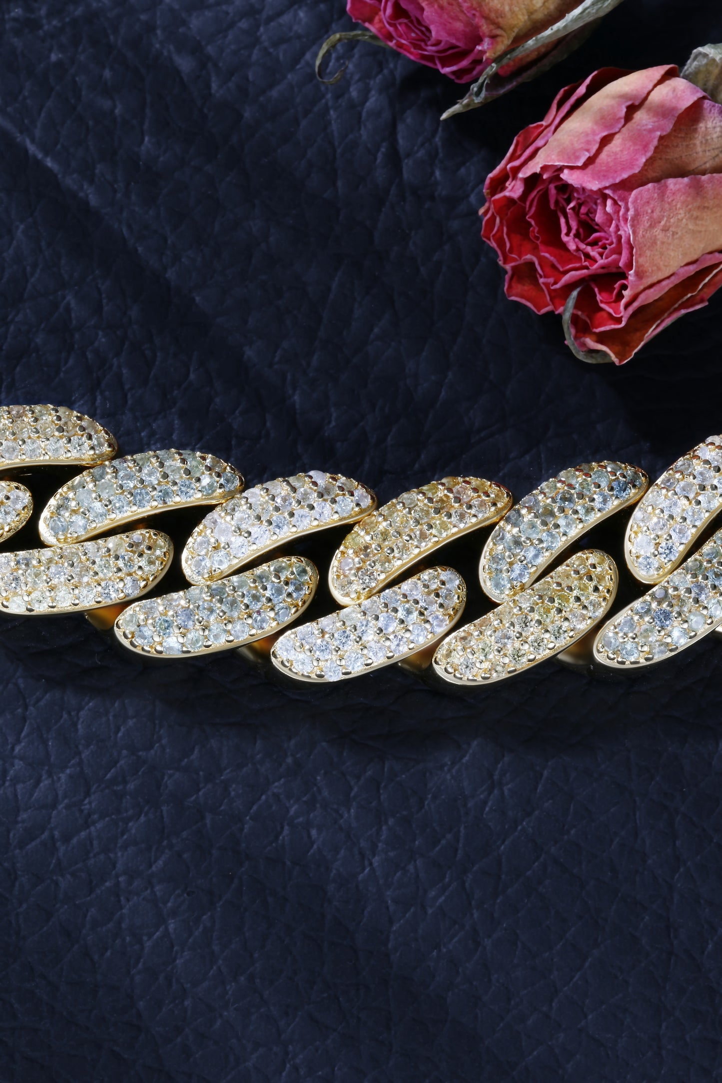 Lab Sapphire Cuban Link Bracelet | 18K Gold-Plated S925 Silver, Custom Available